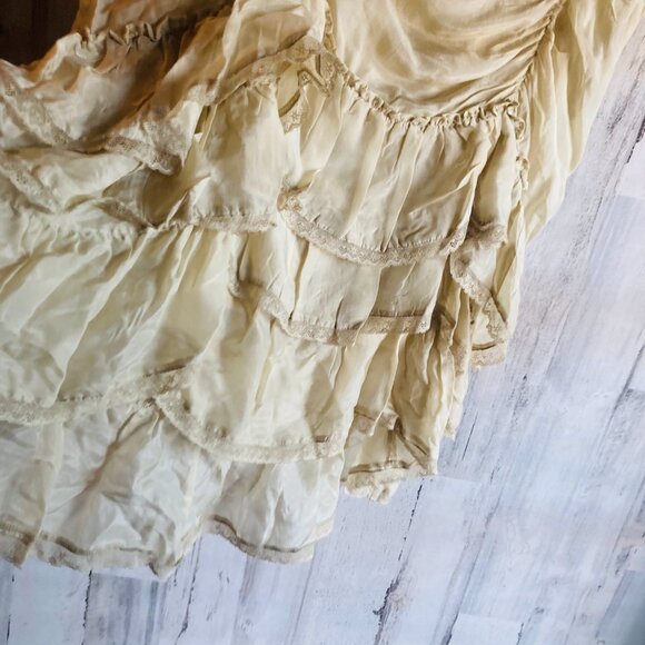 NWT $148 Free People Calliope Ruffle Midi Skirt M Hi Lo Lt Green Sage Boho - Picture 5 of 16